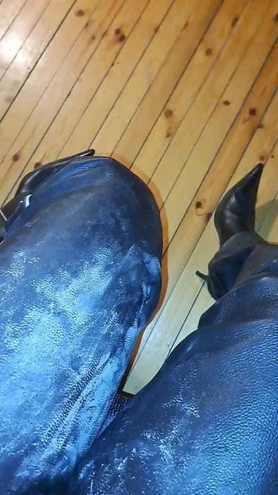 C um down leather chaps and designer boots