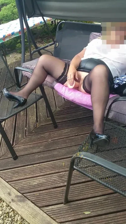 Outdoor Stockings Tease Legs Wide Dildo & Clit Massager Vibes – Full on FapHouse