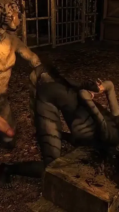 Khajiit Bound and Used in Dungeon