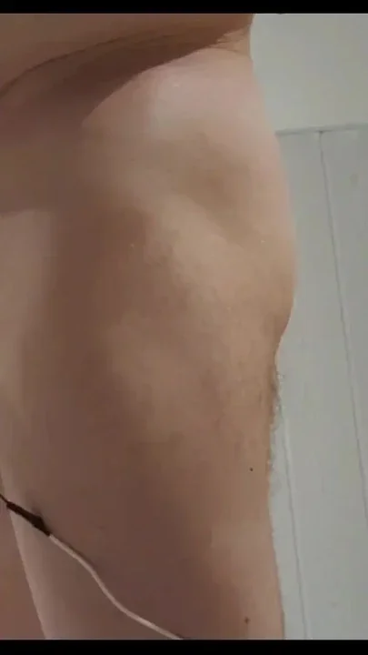 E-stim cbt standing barbel piercing prince-albert and nipple and balls with cumshot Clip 1