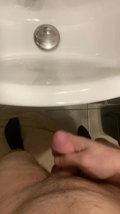 Ejaculation in the bathroom after work