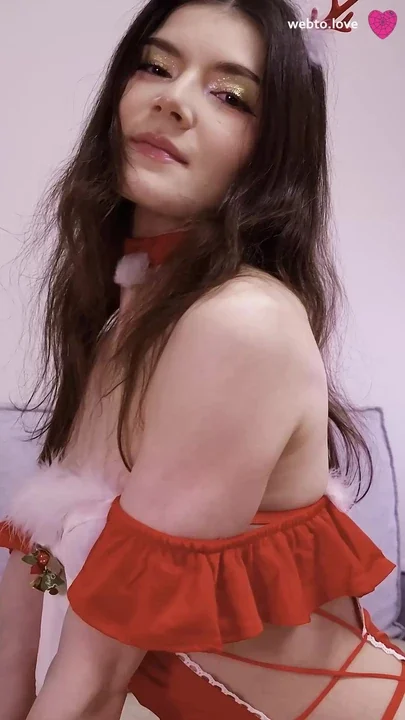 Hot babe with horns in a tight dress had a passionate Christmas taking cock in