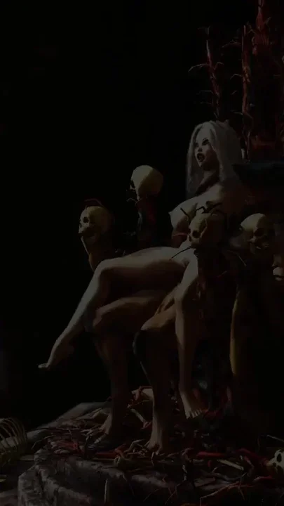 Alien fucks hard a sexy blonde in her ass in the fire cave Clip 1