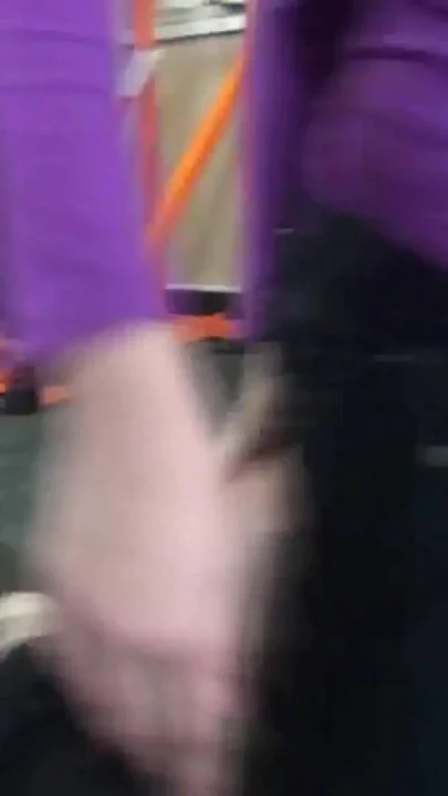Blonde slut with glasses and her slave in gym