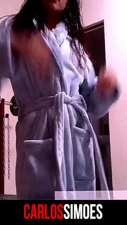 Sexy Hot Brunette Taking off Her Robe