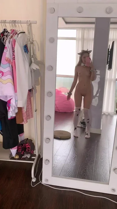 Nude except for stockings