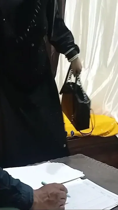 Pretty Girl in Hijab Playing with Officer's Cock for Signature