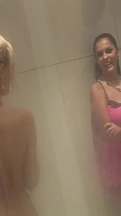 Shower threesomes are popular among blonde and brunette milfs with big tits and