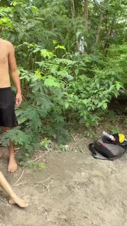 Pair of young strangers meet in an open field and end up in a rich anal threesome Clip 1