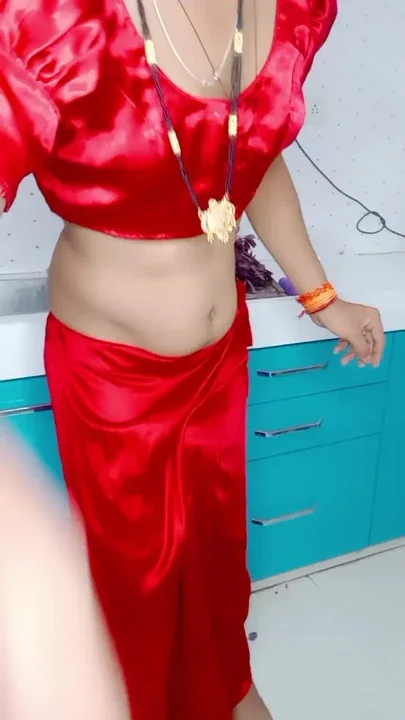 Indian stepmom satin saree and blouses