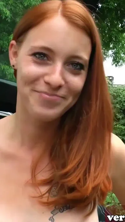 German redhead teen masturbates outdoors for pocket money Clip 1