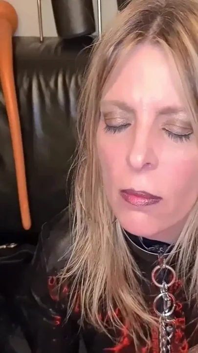 Slave slut-orgasma-Celeste piss swallowing and sloppy deep throat a canine dildo