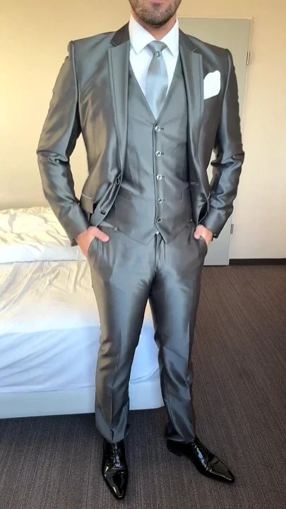 Suited Groom Jerks off in Hotel Room