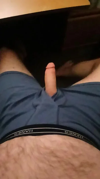Jerking in blue 2010s Hanes boxerbriefs