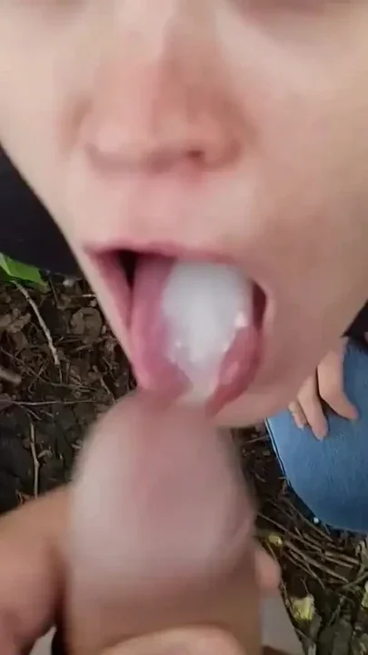 Public blowjob and cum in mouth Clip 1