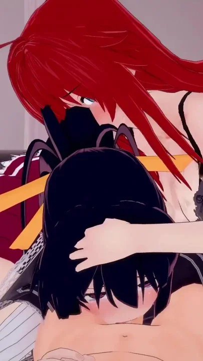Akeno joins a threesome with Rias Gremory - DXD NTR Madness Series Clip 1