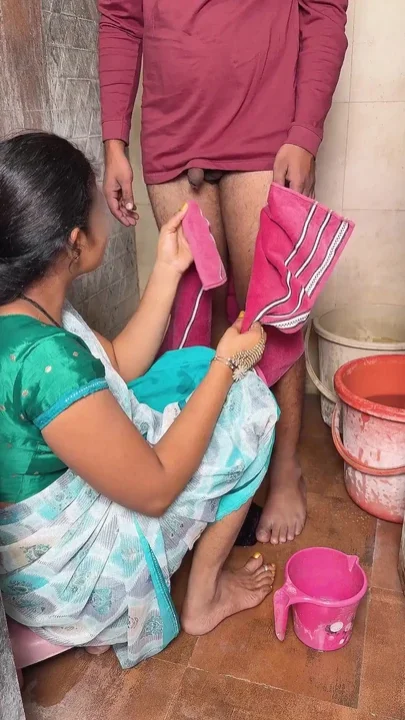While she was washing soft clothes her brother-in-law had spilled the water from