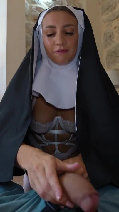 A meeting with a nun in the city ended with deep fucking of her mouth Clip 1