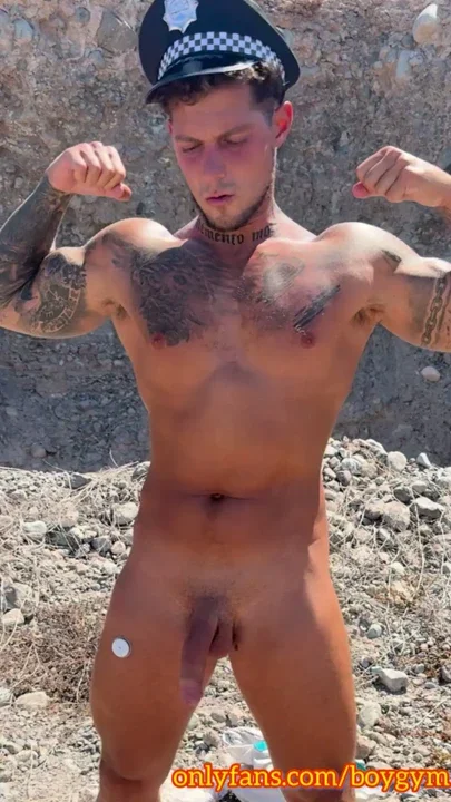 Police Man With BIG COCK Cums In The Street