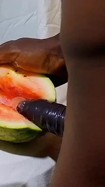 Male masturbation porn using sweet watermelon as a wet pussy I fucked & enjoyed
