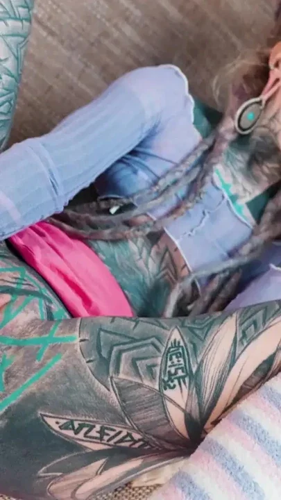 TATTOOED hippie ANAL fuck herself with dildo with BIG DICK Clip 3