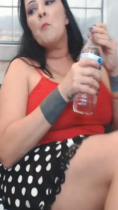 Giantess sits on shrunk men