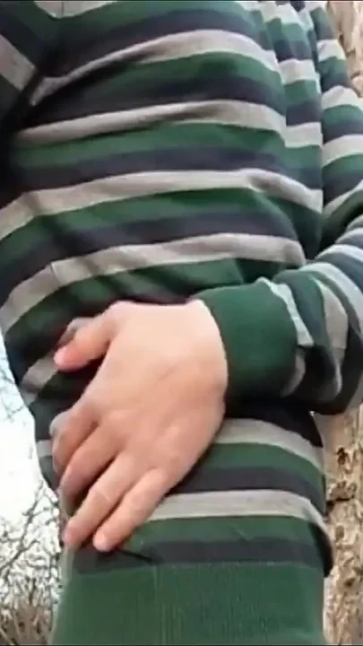 Twink Belly Grows Under a Sweater Outside - Air Belly Inflation