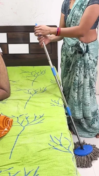 Komal's landlord Bima was sleeping while wearing the lawsuits so I mopped her