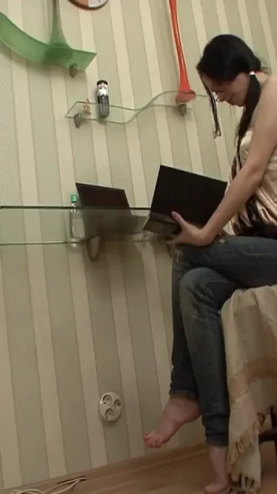 A Young Wife Oils Her Legs Paints Her Toenails and Then Starts Touching Herself
