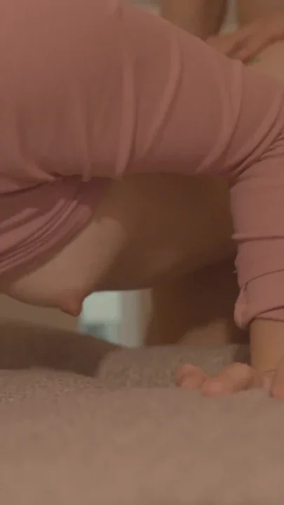 A slender beauty is having a great time on the couch Clip 1