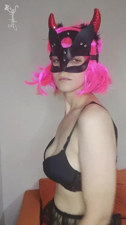 Watch my big tits sway as I play in my cute kitten mask all night