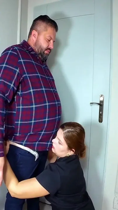 Hot MILF Worshipping His Big Belly and His Cock Taking Load on Her Face