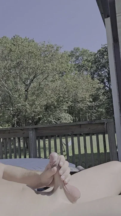 Beautiful hard cock outdoors