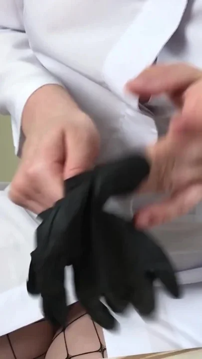 The nurse takes the sperm for analysis MILF with natural tits hand job Cum on tits