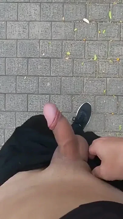 Taking a Quick Look at My Penis It Got Hard and I Cum in Front of Cyclists and Cars