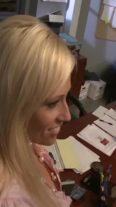 Blonde babe gets fuck and jizzed in the office