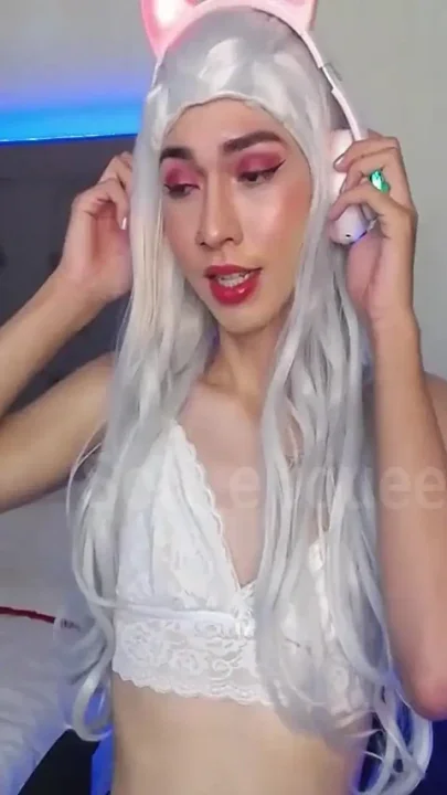 Cute tgirl playing with her toy
