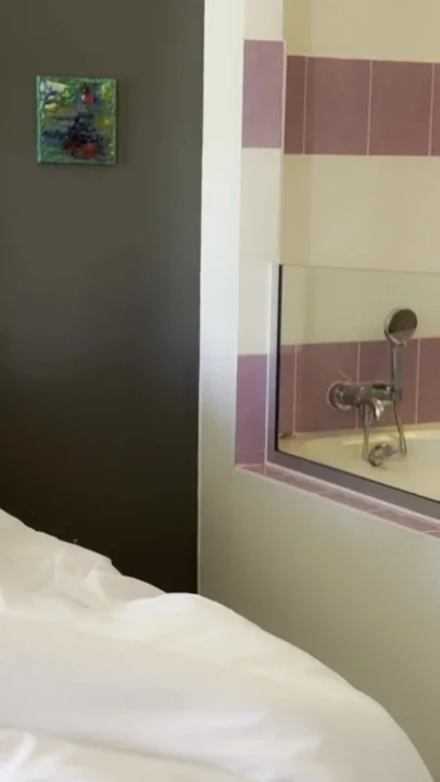 Wife Attaches Dildo on Glass Wall and Husband Enjoys Show