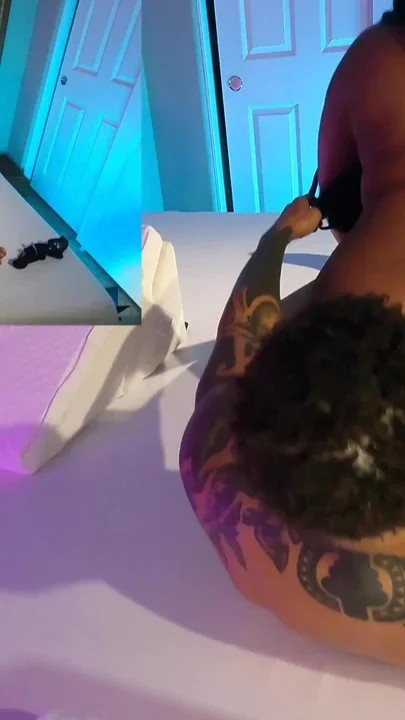 Sneaky ebony neighbor comes over