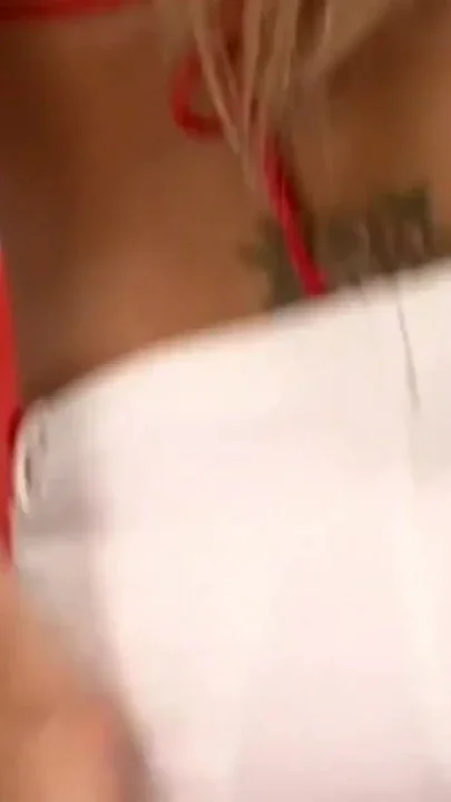 The Bootylicious Slut in a Red Bikini Is Horny Af and Covered in Hot Cum