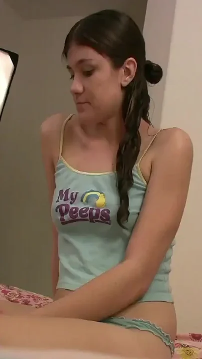 Teen Girl with Small Tits Sucks and Fucks a Stubborn Mature Cock