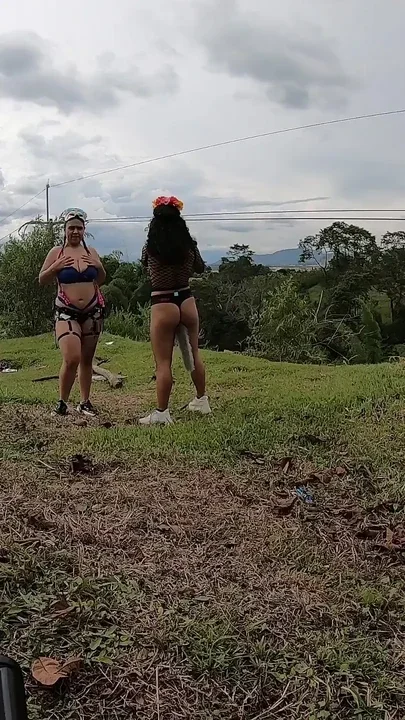 Outdoor Sex On Halloween With Two Latinas