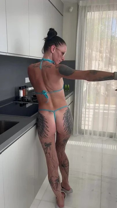 Voyeur Mode - Watch Me Take Photos - Micro Bikini with small x - Tattoo Mom - I