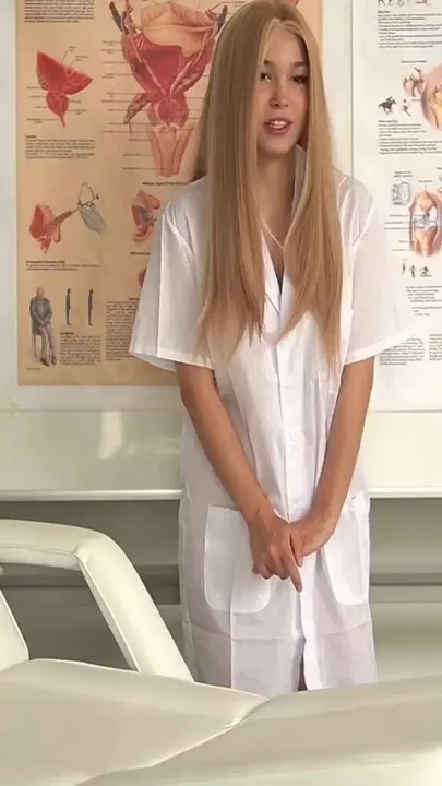 POV Russian Blonde Nurse Comes for Home Visit and Checks Your Cock with Her Throat