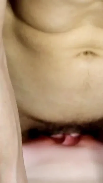 A hard cock rubs against a wet plump pussy Very passionate sex Clip 1