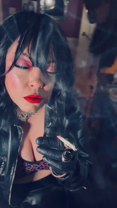 Leather Clad Tina Snua Smokes A Cork Cigarette - You Love Me Dressed Head To