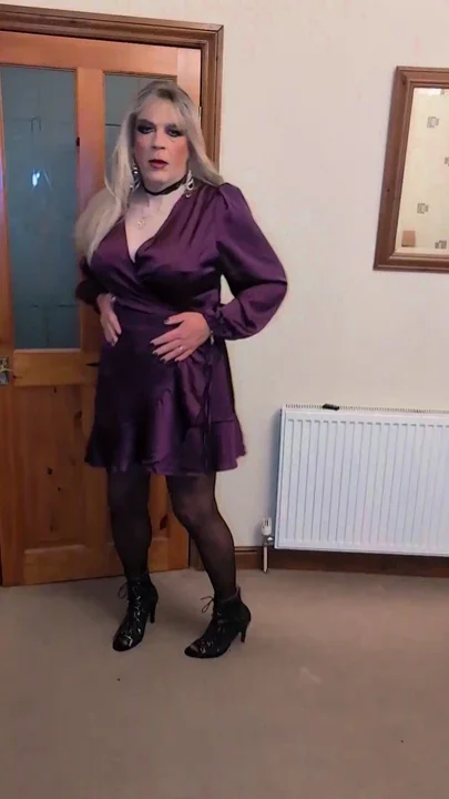 Purple Satin Tits & Cum