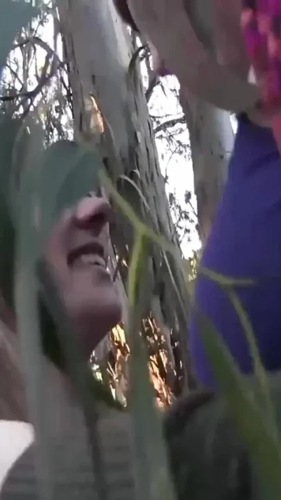 Outdoor lesbian licking