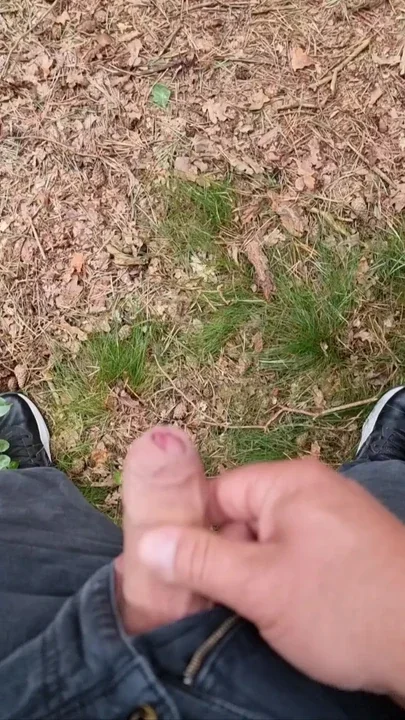 Cumshot in the forest