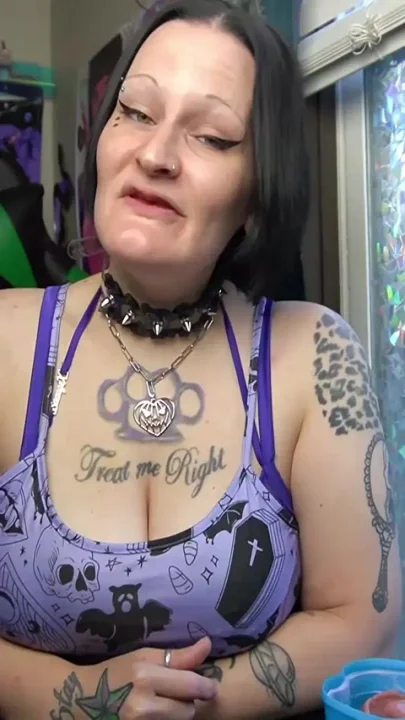 Big Tit Goth Slut Lets You Enjoy Their Dentures and Gums JOI
